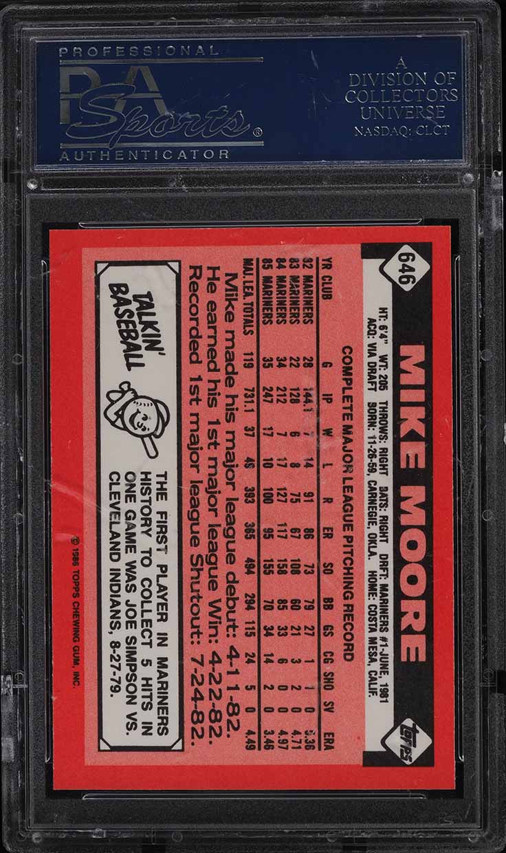 1986 Topps Tiffany Mike Moore #646 PSA 10 GEM MINT