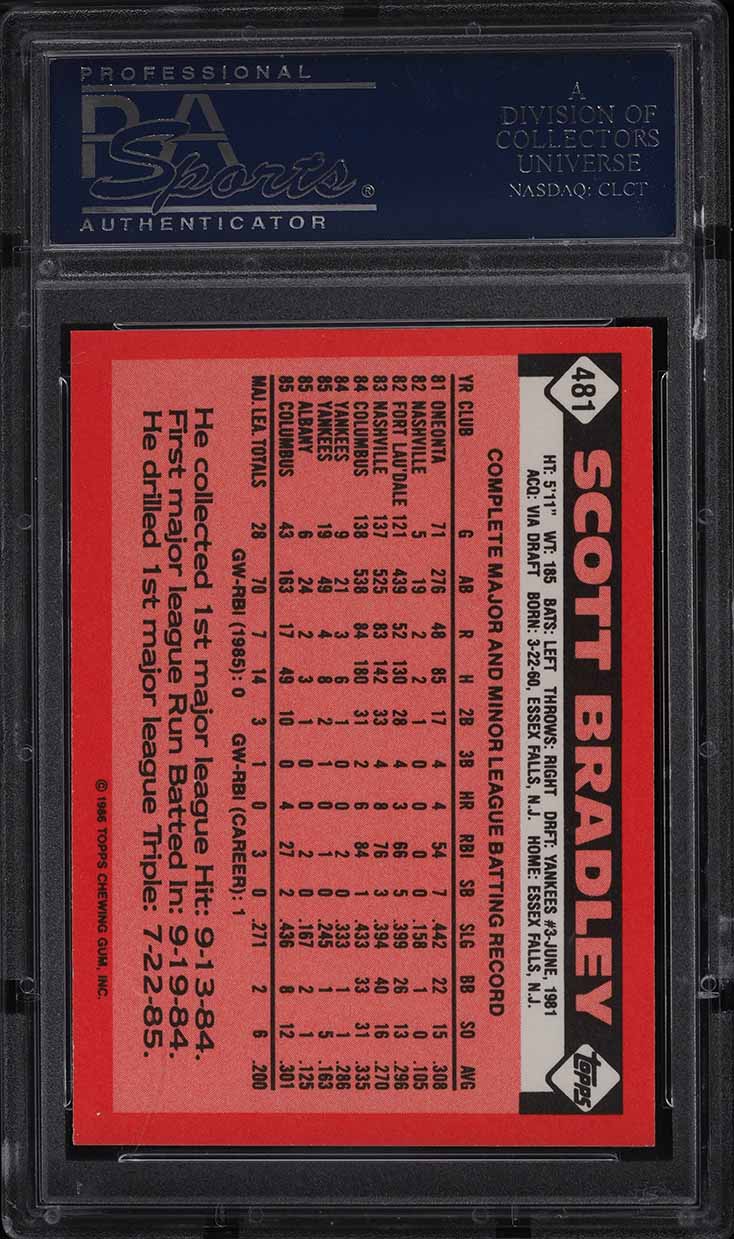 1986 Topps Tiffany Scott Bradley #481 PSA 10 GEM MINT