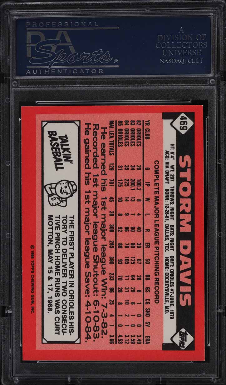 1986 Topps Tiffany Storm Davis #469 PSA 10 GEM MINT