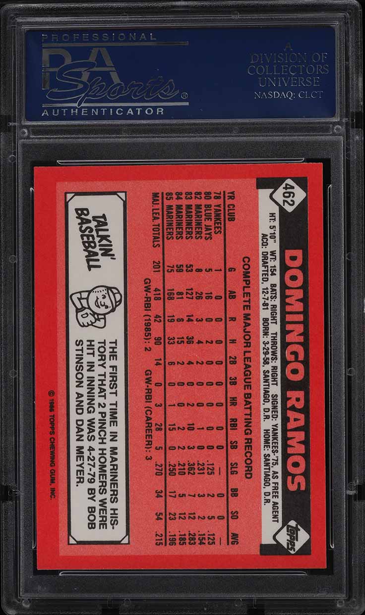 1986 Topps Tiffany Domingo Ramos #462 PSA 10 GEM MINT
