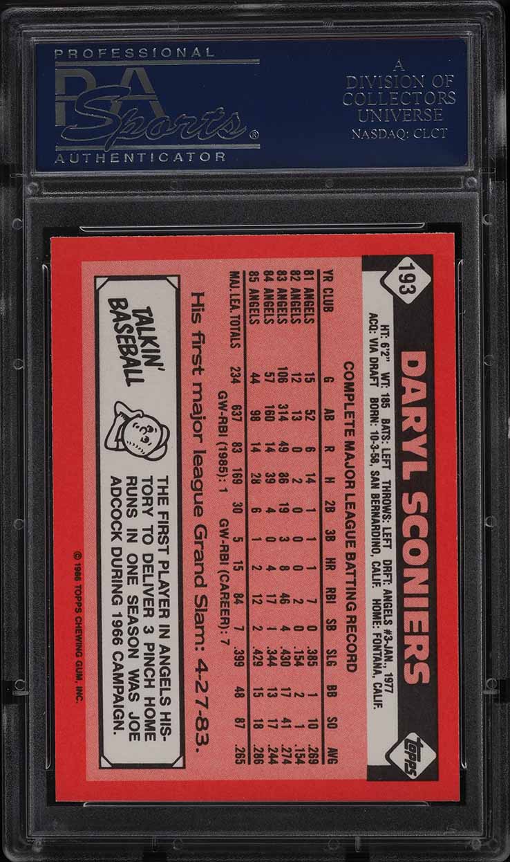 1986 Topps Tiffany Daryl Sconiers #193 PSA 10 GEM MINT