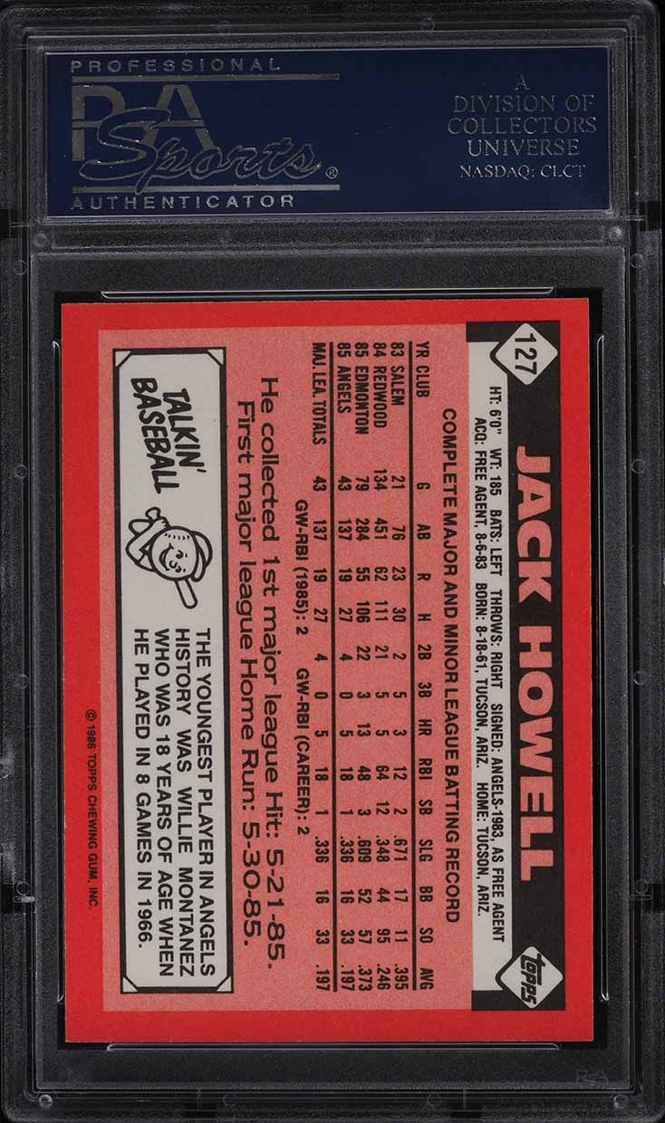 1986 Topps Tiffany Jack Howell #127 PSA 10 GEM MINT