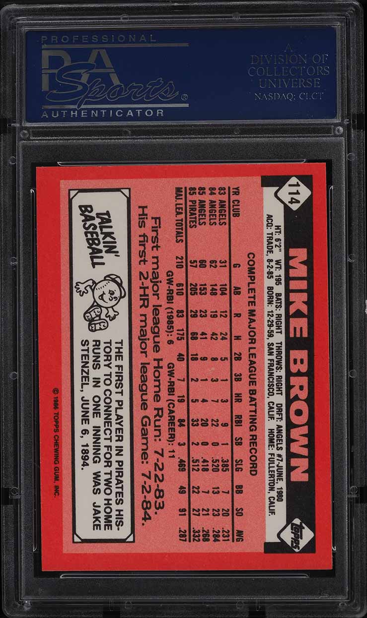 1986 Topps Tiffany Mike Brown #114 PSA 10 GEM MINT