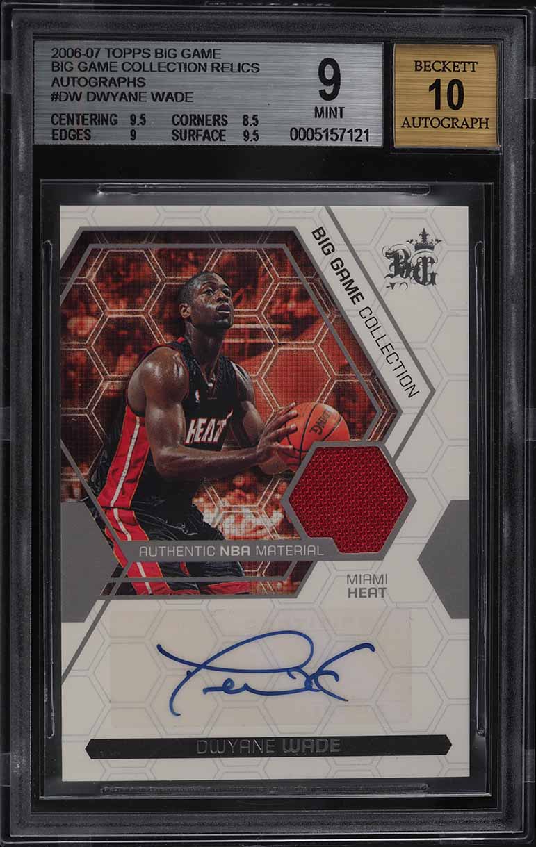 2006 Topps Big Game Relics Dwyane Wade PATCH AUTO /75 #DW BGS 9 MINT