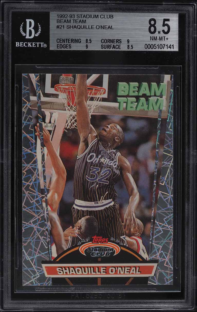 1992 Stadium Club Beam Team Shaquille O'Neal ROOKIE #21 BGS 8.5 NM-MT+