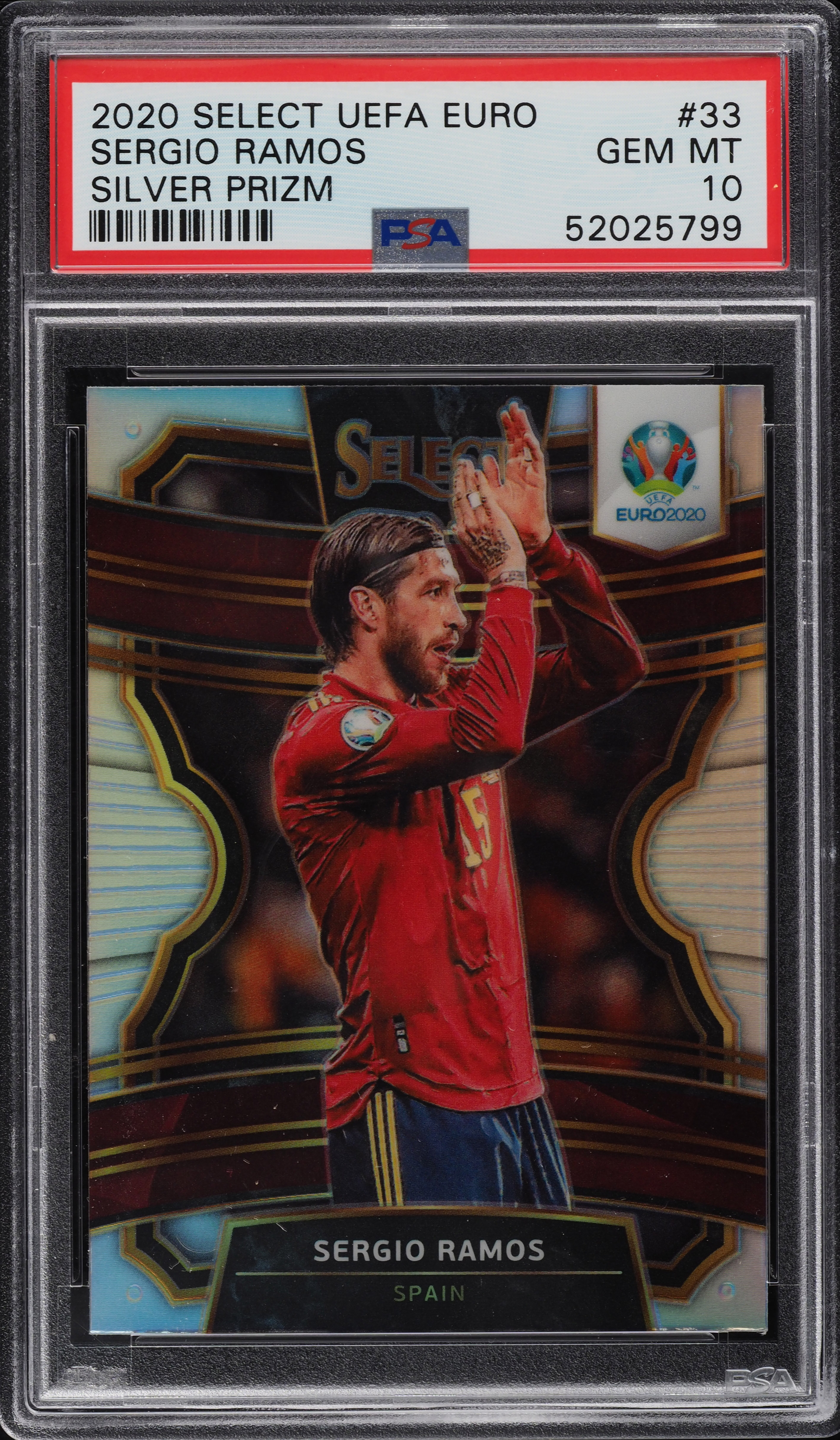 2020 Select UEFA Euro Silver Prizms Sergio Ramos #33 PSA 10 GEM