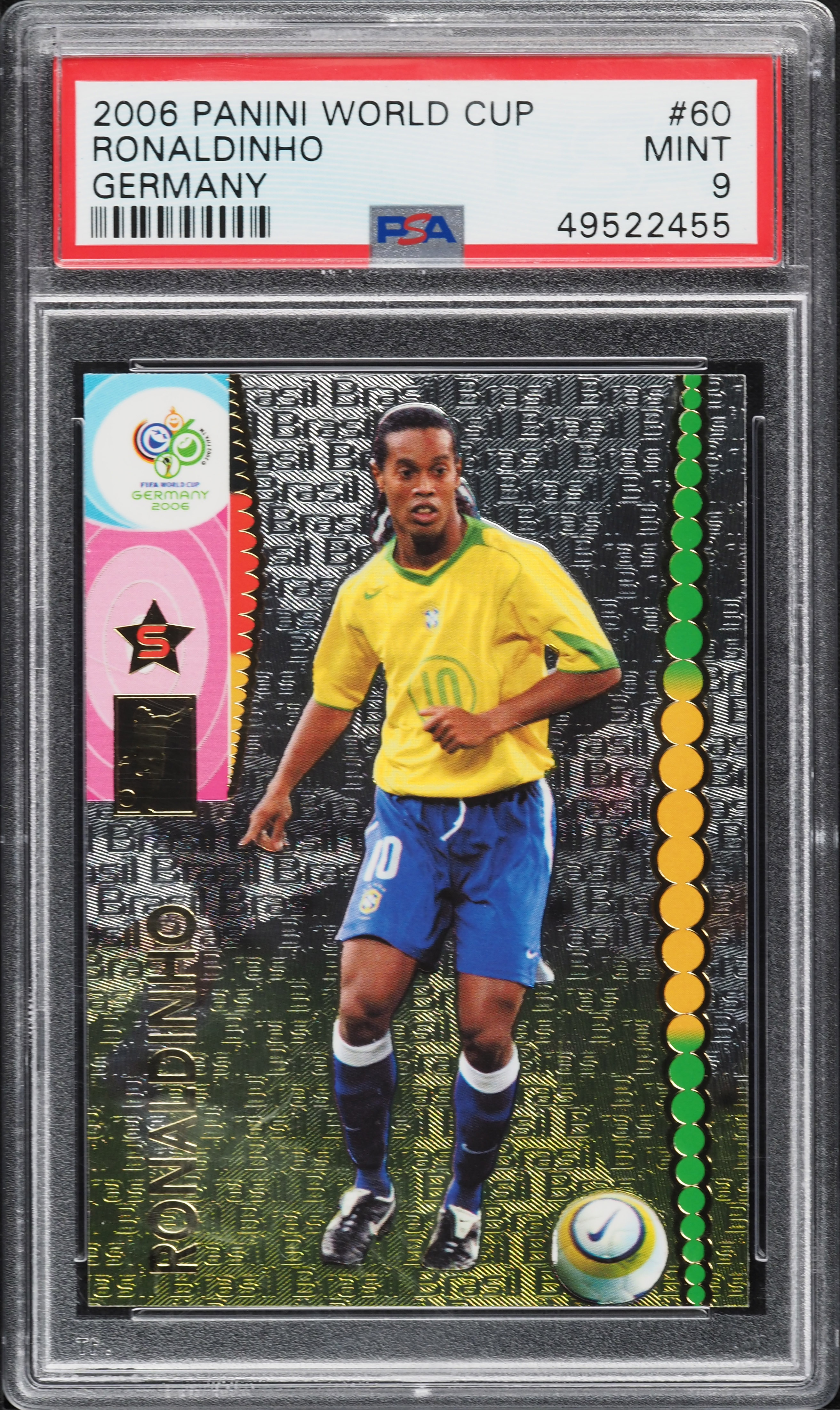 2006 Panini World Cup Germany Ronaldinho #60 PSA 9 MINT on