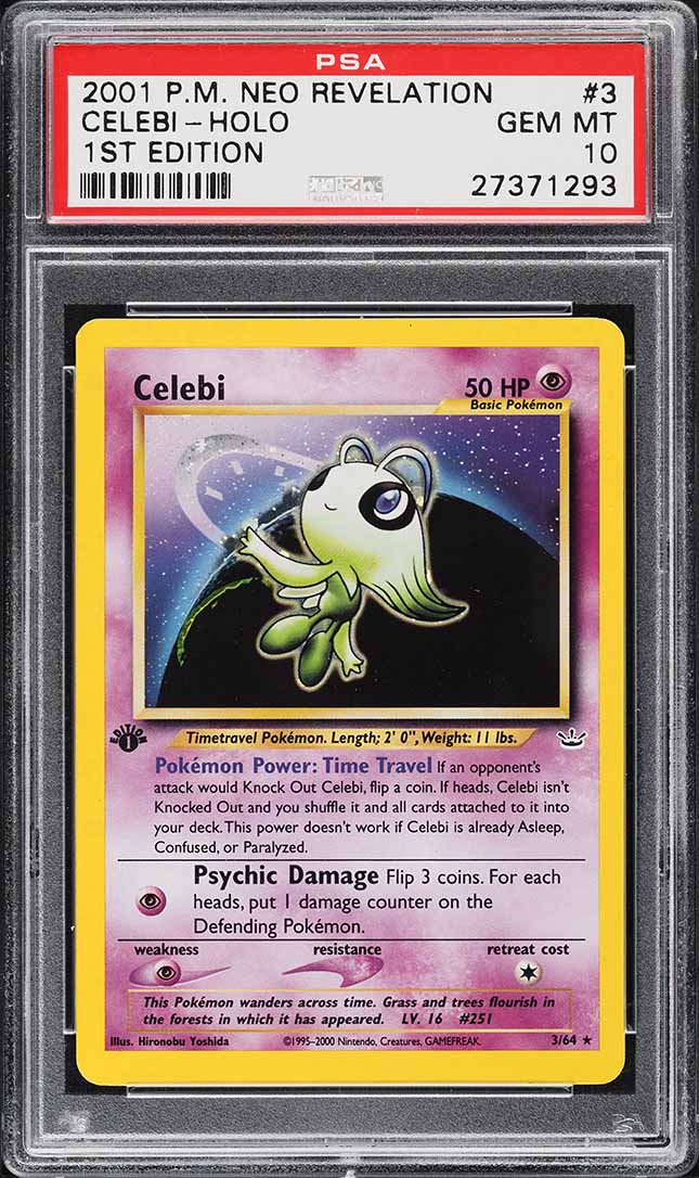 2001 Pokemon Neo Revelation 1st Edition Holo Celebi #3 PSA 10 GEM MINT