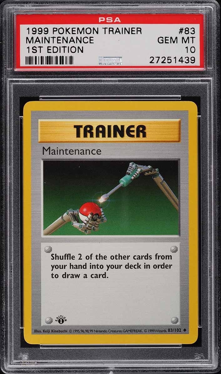 1999 Pokemon Base Set Shadowless 1st Edition Maintenance #83 PSA 10 GEM MINT