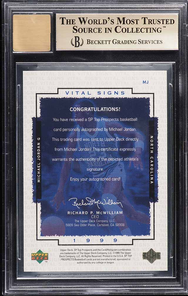1999 SP Top Prospects Vital Signs Michael Jordan AUTO /23 #MJ BGS 9.5 GEM MINT