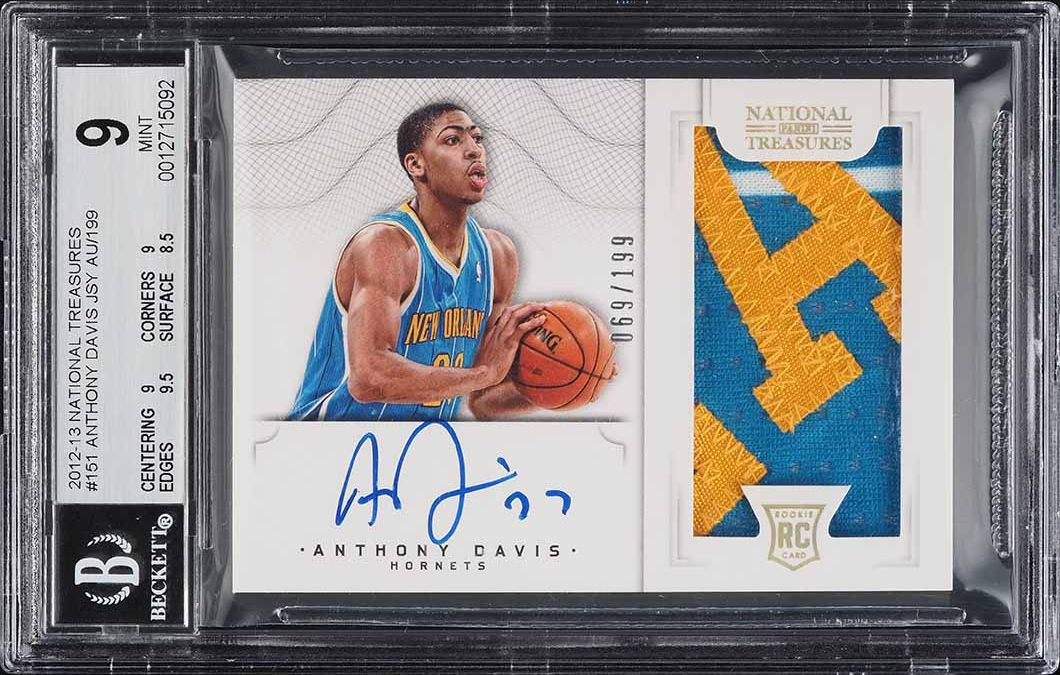 2012 National Treasures Anthony Davis ROOKIE RC PATCH AUTO /199 BGS 9 MINT