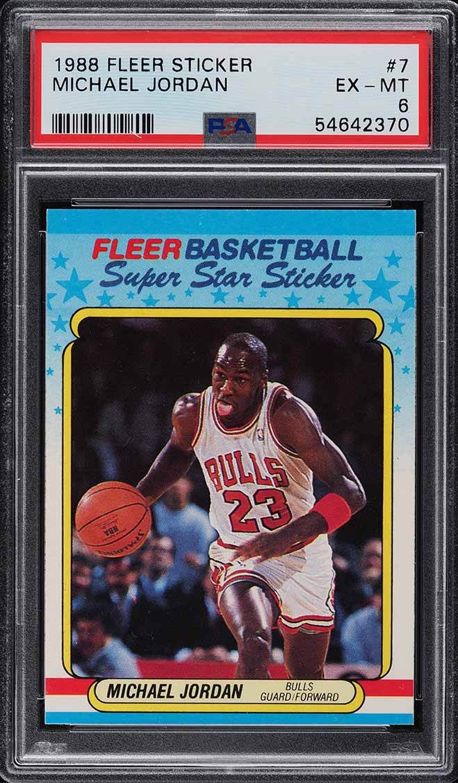 1988 Fleer Sticker Michael Jordan #7 PSA 6 EXMT