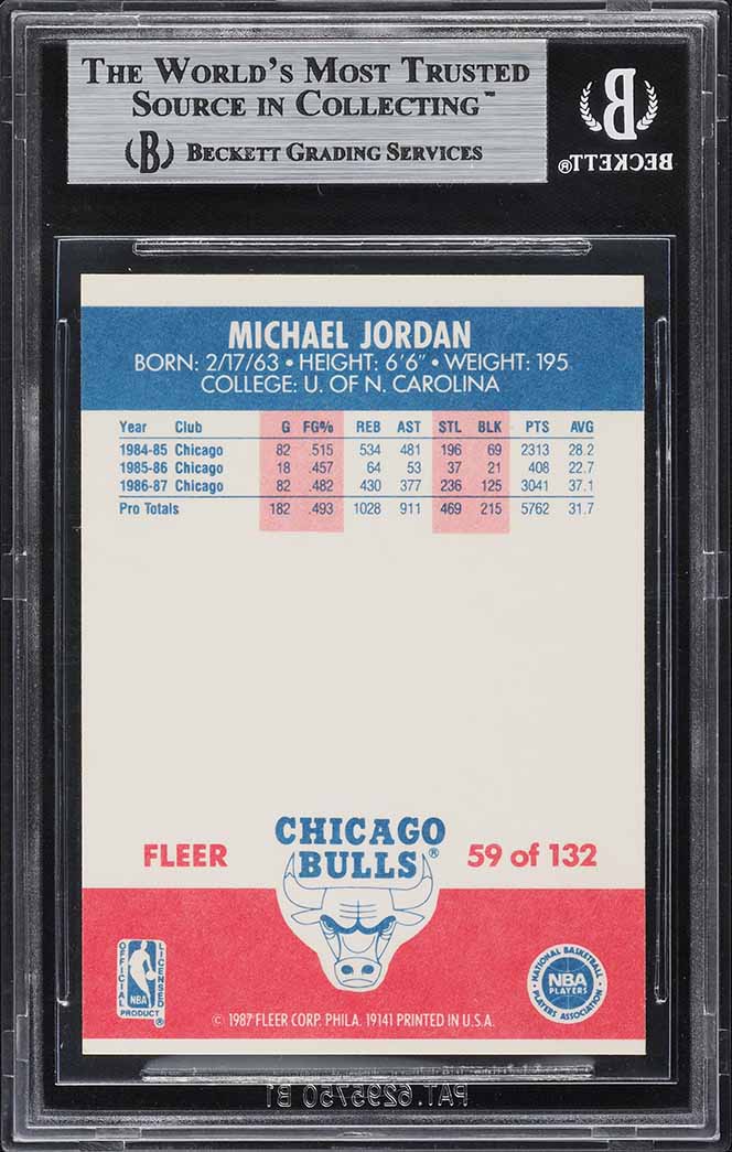 1987 Fleer Basketball Michael Jordan #59 BGS 8.5 NM-MT+
