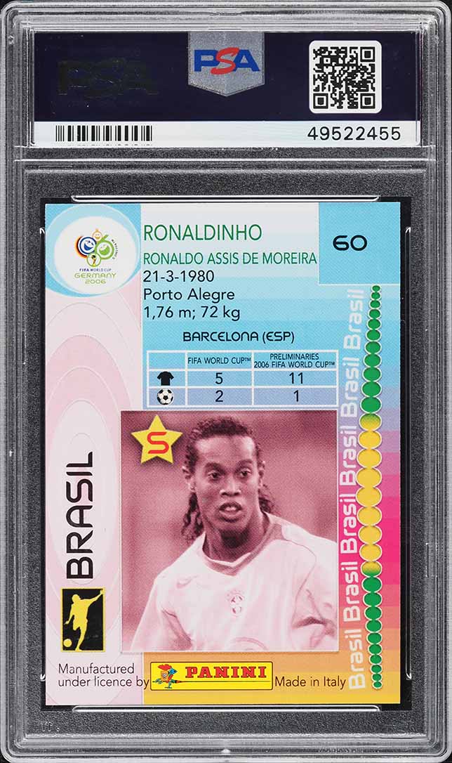 2006 Panini World Cup Germany Ronaldinho #60 PSA 9 MINT on
