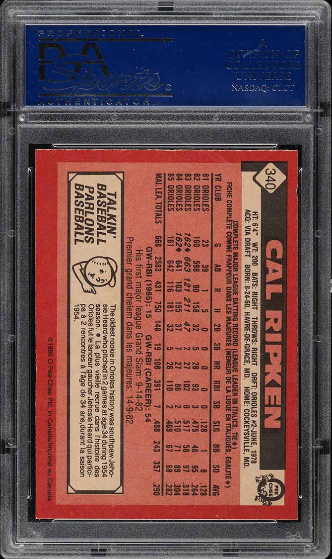1986 O-Pee-Chee Cal Ripken Jr. #340 PSA 9 MINT