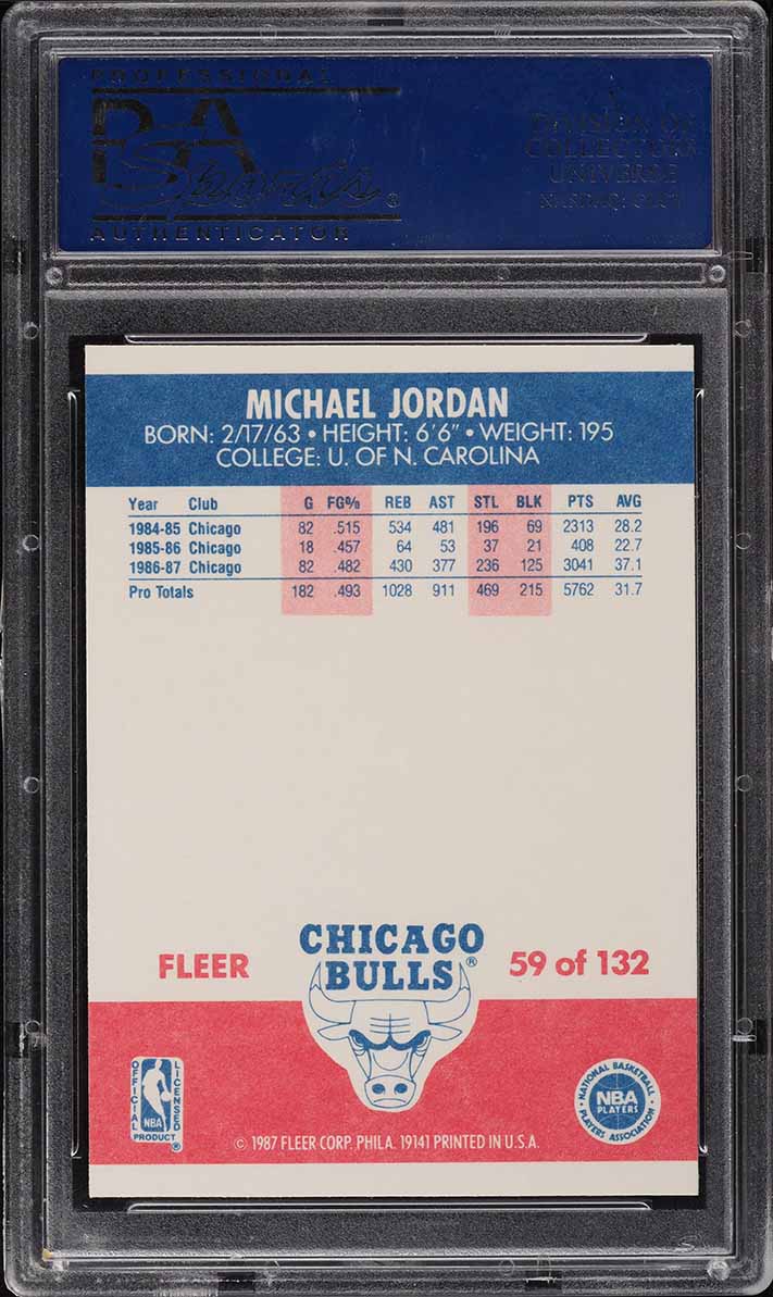 1987 Fleer Basketball Michael Jordan #59 PSA 8 NM-MT