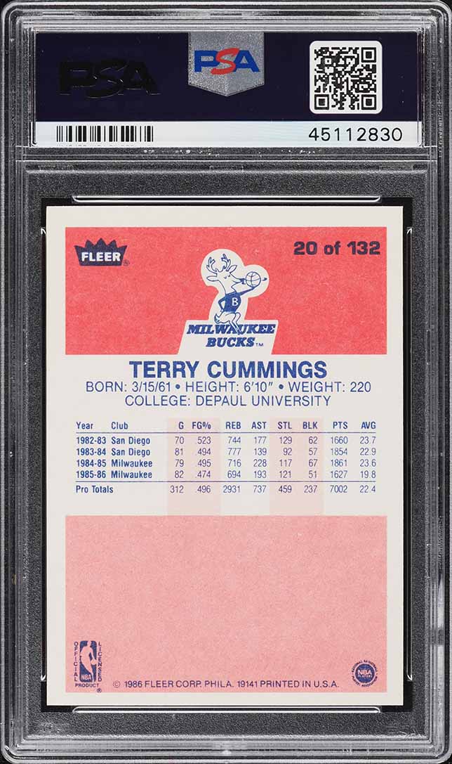 1986 Fleer Basketball Terry Cummings #20 PSA 10 GEM MINT