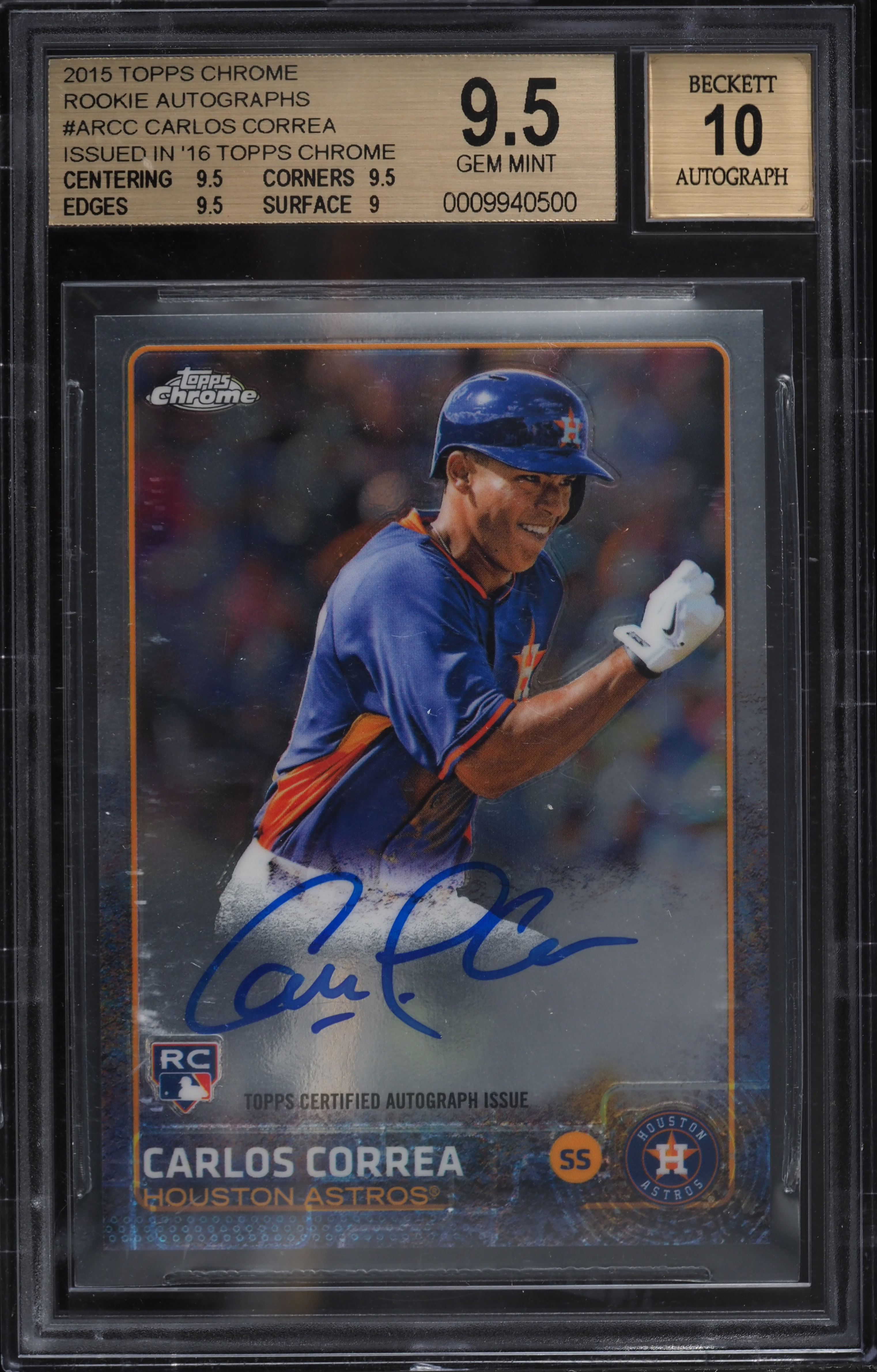 2015 Topps Chrome Carlos Correa ROOKIE RC AUTO #ARCC BGS 9.5 GEM