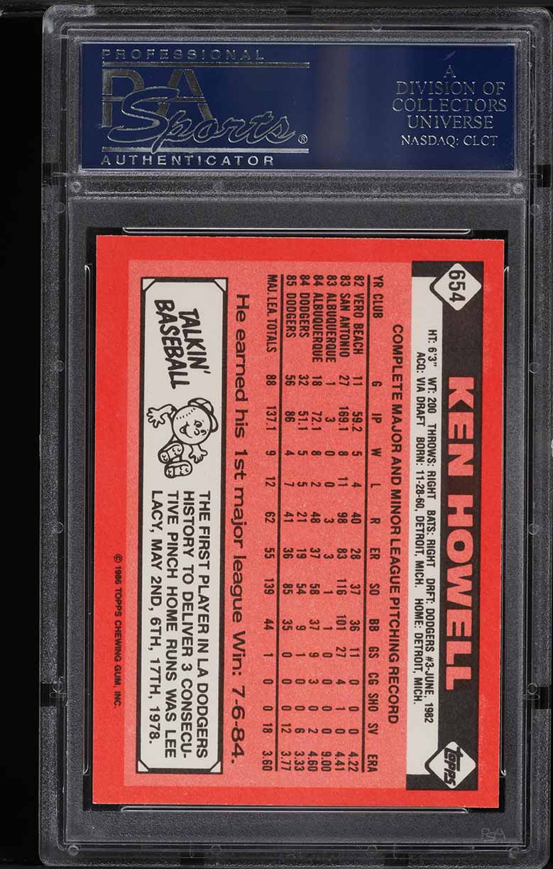 1986 Topps Tiffany Ken Howell #654 PSA 10 GEM MINT