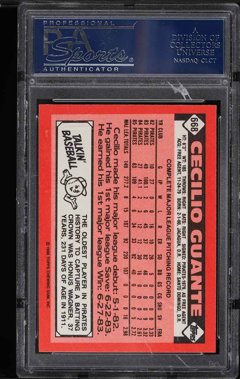 1986 Topps Tiffany Cecilio Guante #668 PSA 10 GEM MINT