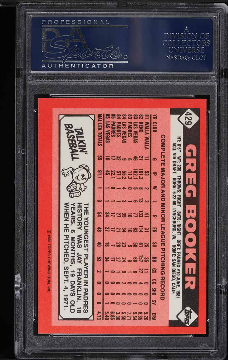 1986 Topps Tiffany Greg Booker #429 PSA 10 GEM MINT
