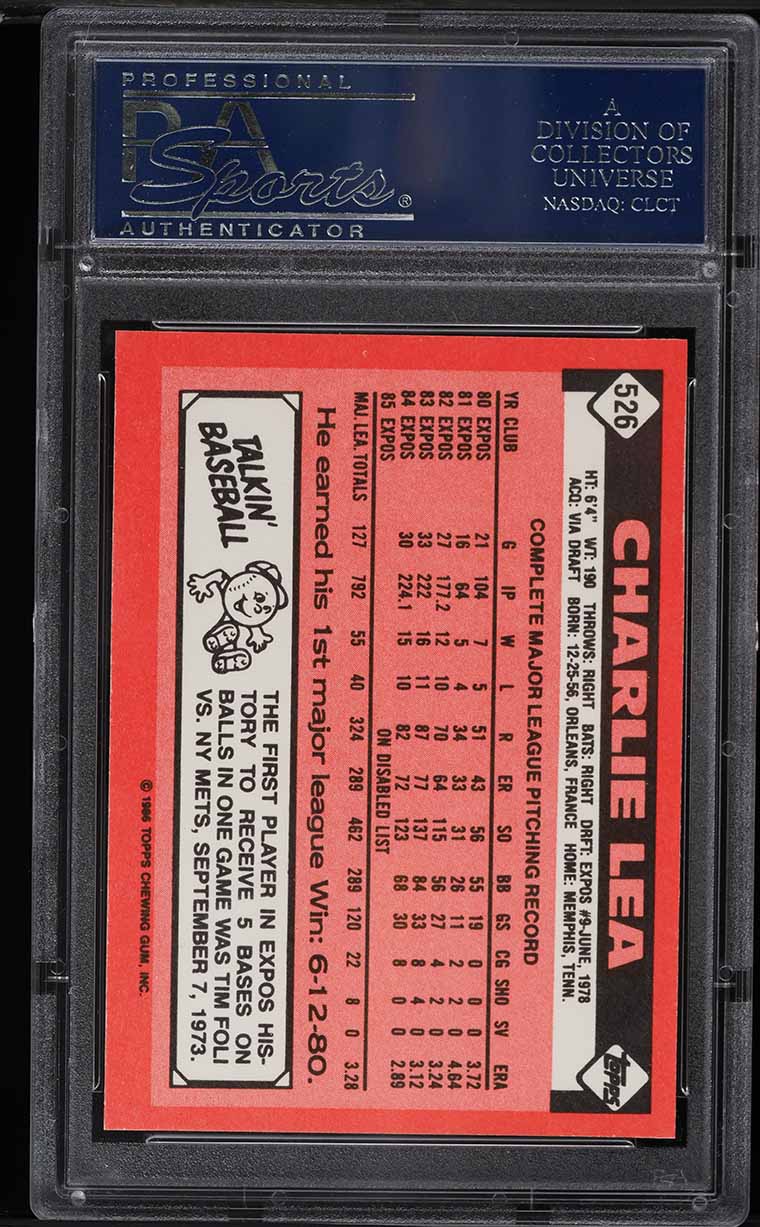 1986 Topps Tiffany Charlie Lea #526 PSA 10 GEM MINT