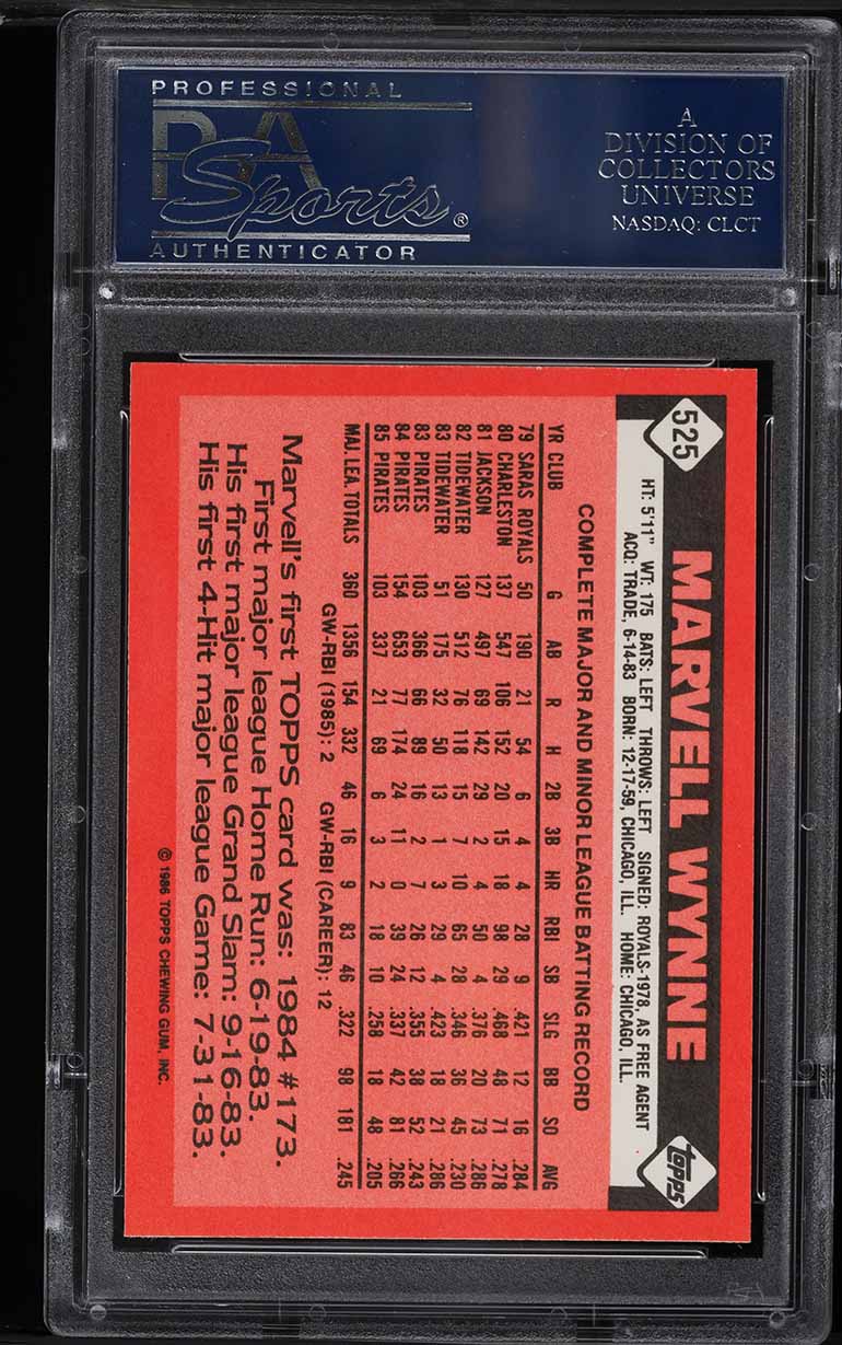 1986 Topps Tiffany Marvell Wynne #525 PSA 10 GEM MINT