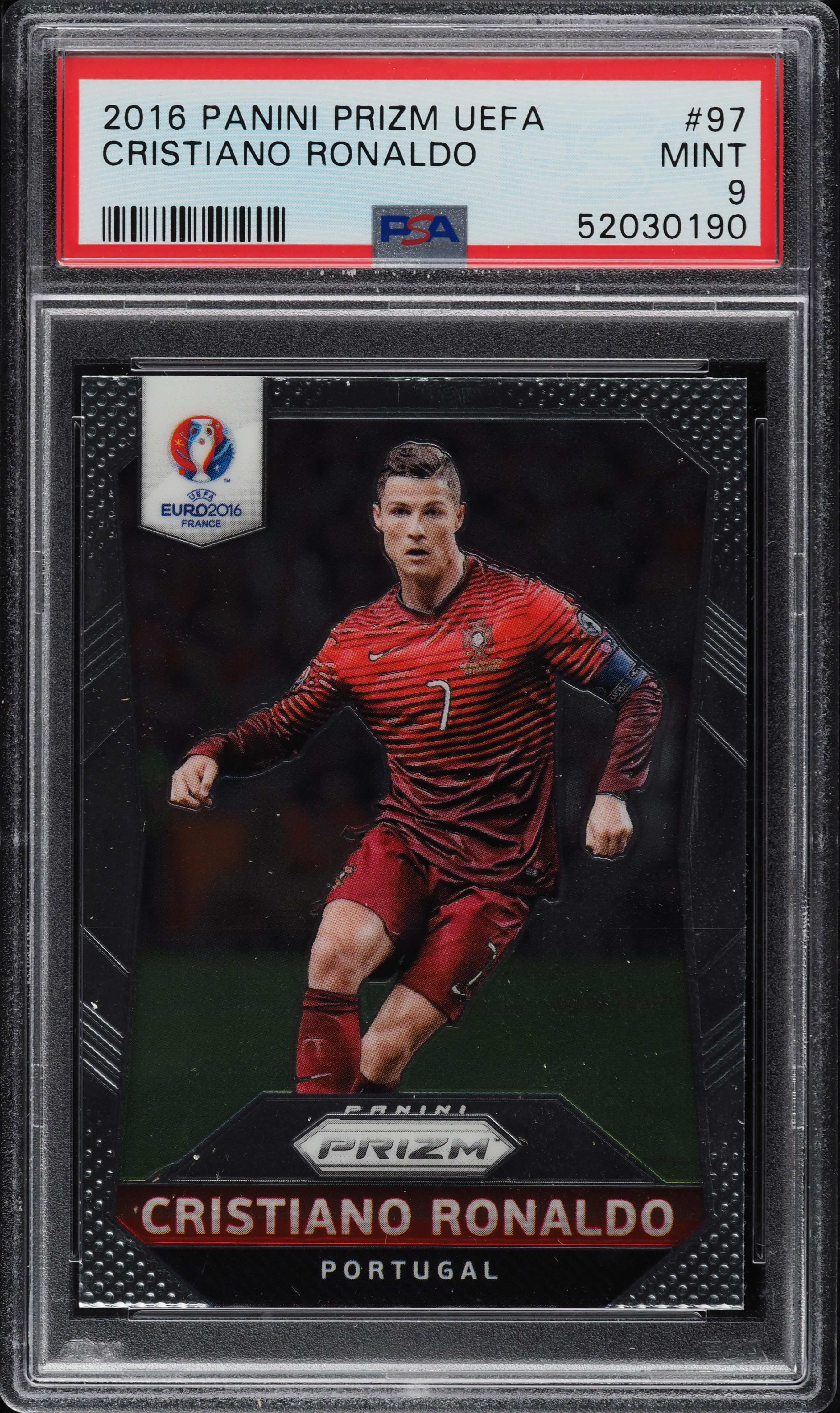 2016 Panini Prizm UEFA Cristiano Ronaldo #97 PSA 9 MINT on