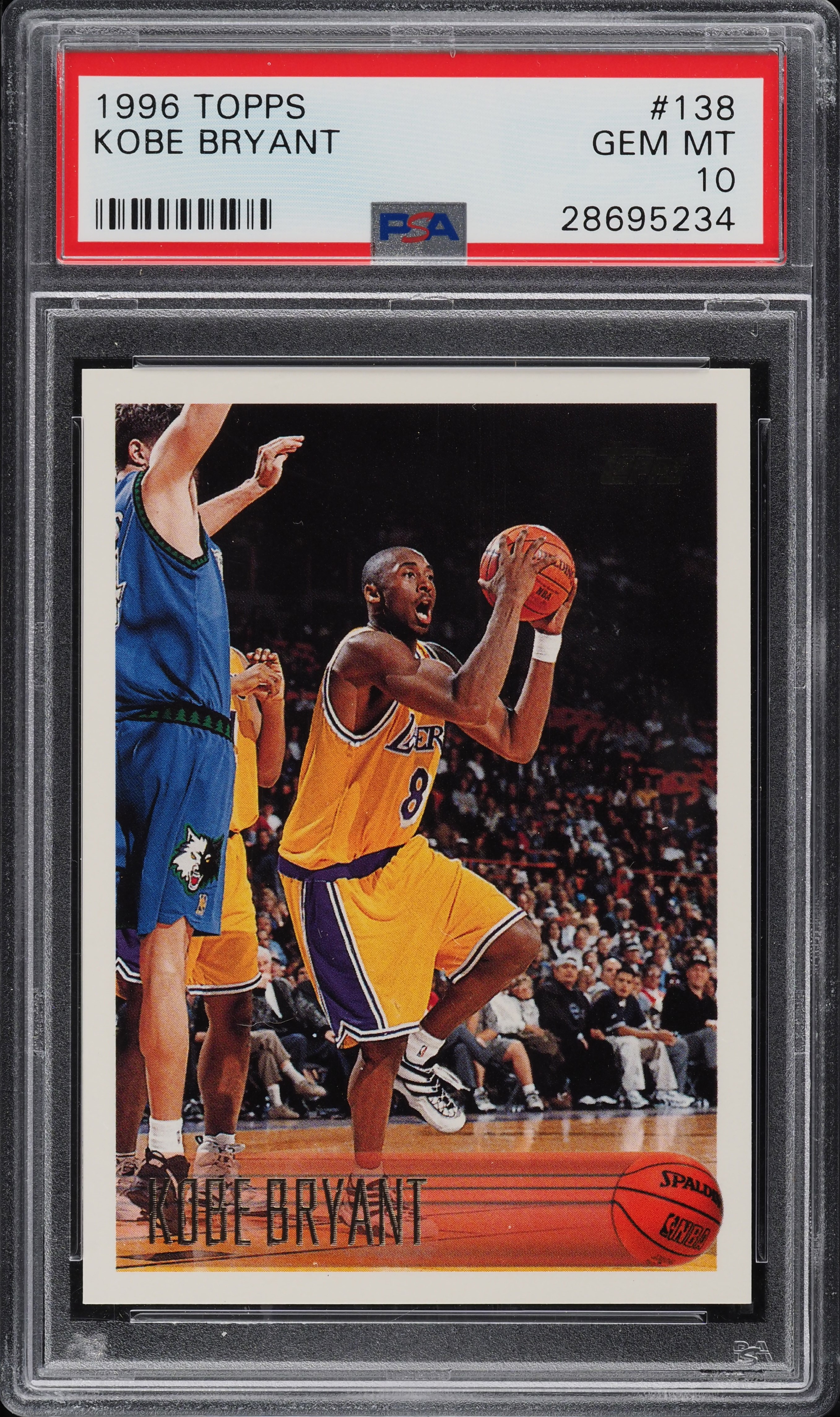 1996 Topps Basketball Kobe Bryant ROOKIE #138 PSA 10 GEM MINT on