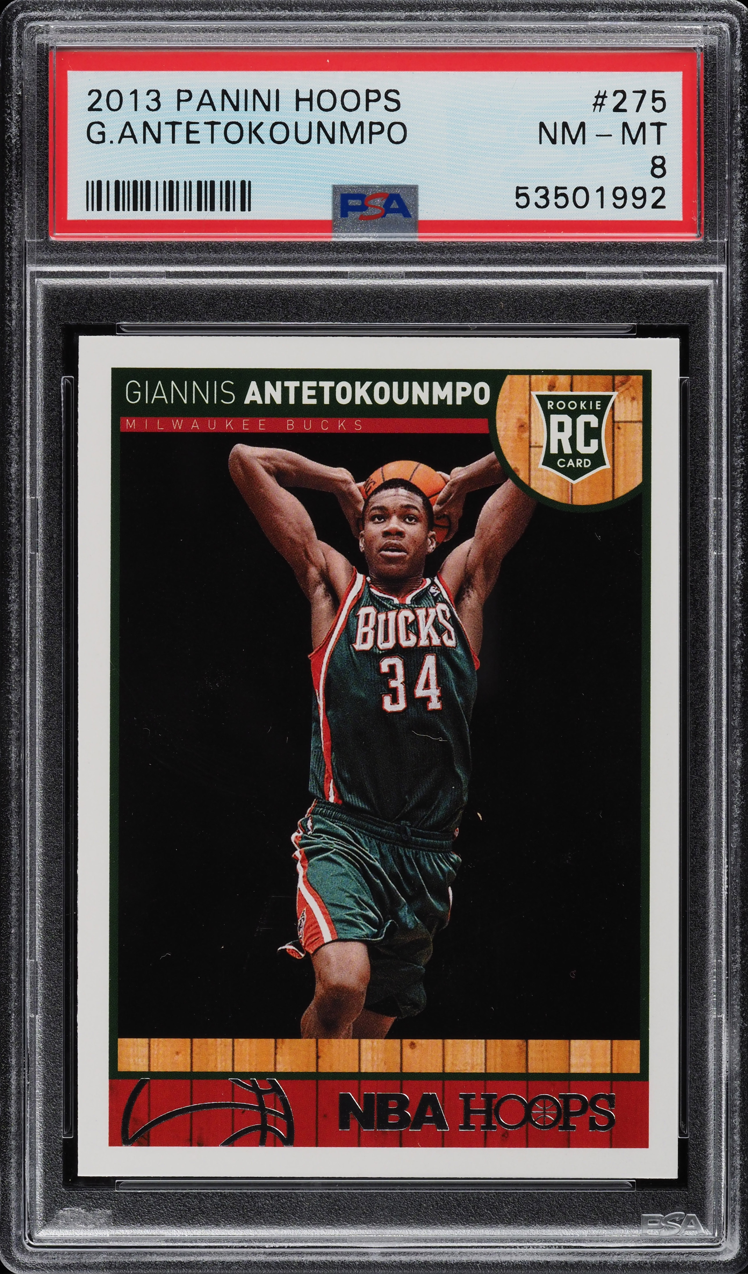 2013 Hoops Giannis Antetokounmpo ROOKIE RC #275 PSA 8 NM-MT on