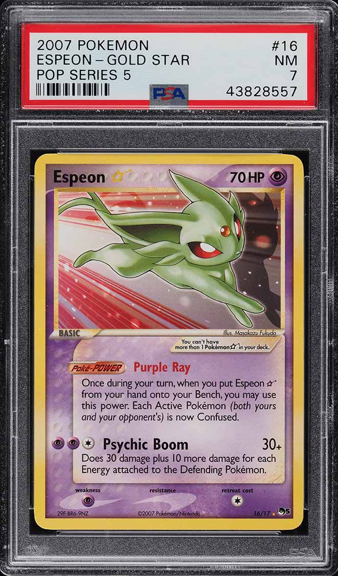 2007 Pokemon Pop Series 5 Espeon Gold Star #16 PSA 7 NRMT