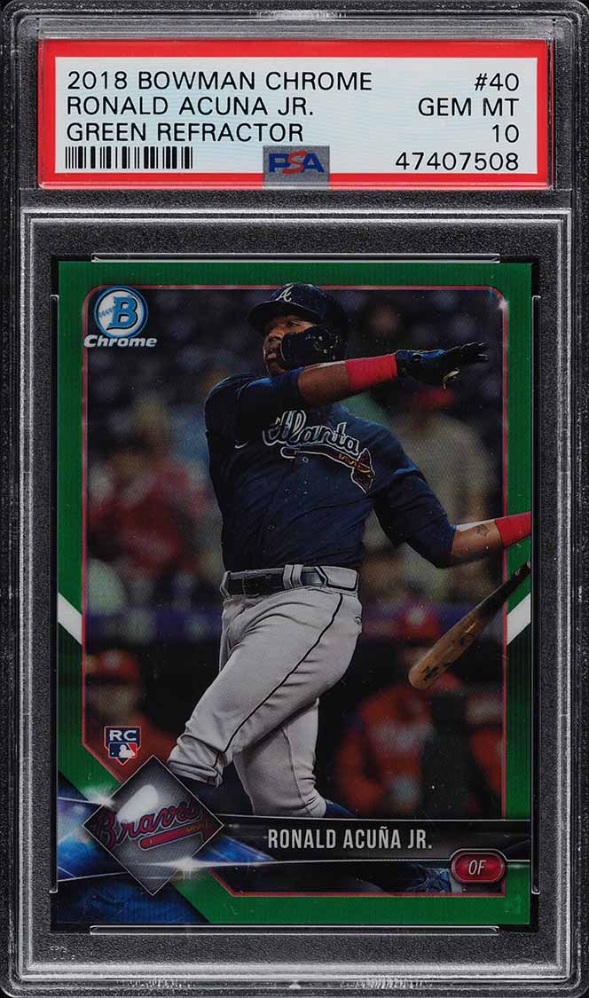 2018 Bowman Chrome Green Refractor Ronald Acuna Jr. ROOKIE /99 #40 PSA 10 GEM