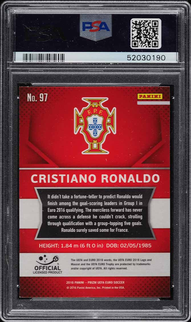 2016 Panini Prizm UEFA Cristiano Ronaldo #97 PSA 9 MINT on