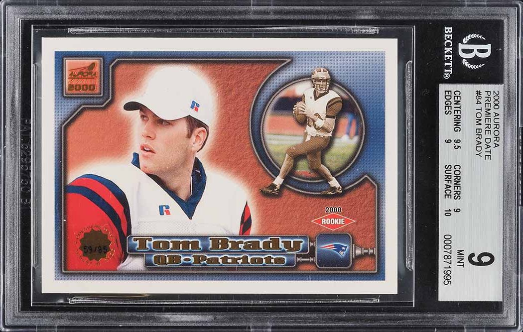 2000 Pacific Aurora Premiere Date Tom Brady ROOKIE /85 #84 BGS 9 MINT
