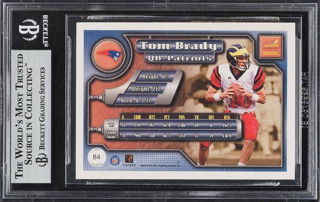 2000 Pacific Aurora Premiere Date Tom Brady ROOKIE /85 #84 BGS 9 MINT