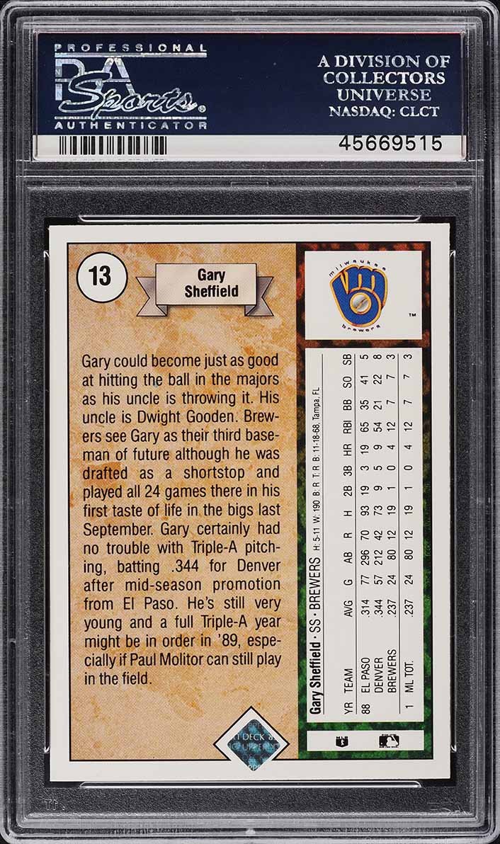 1989 Upper Deck Gary Sheffield ROOKIE #13 PSA 10 GEM MINT