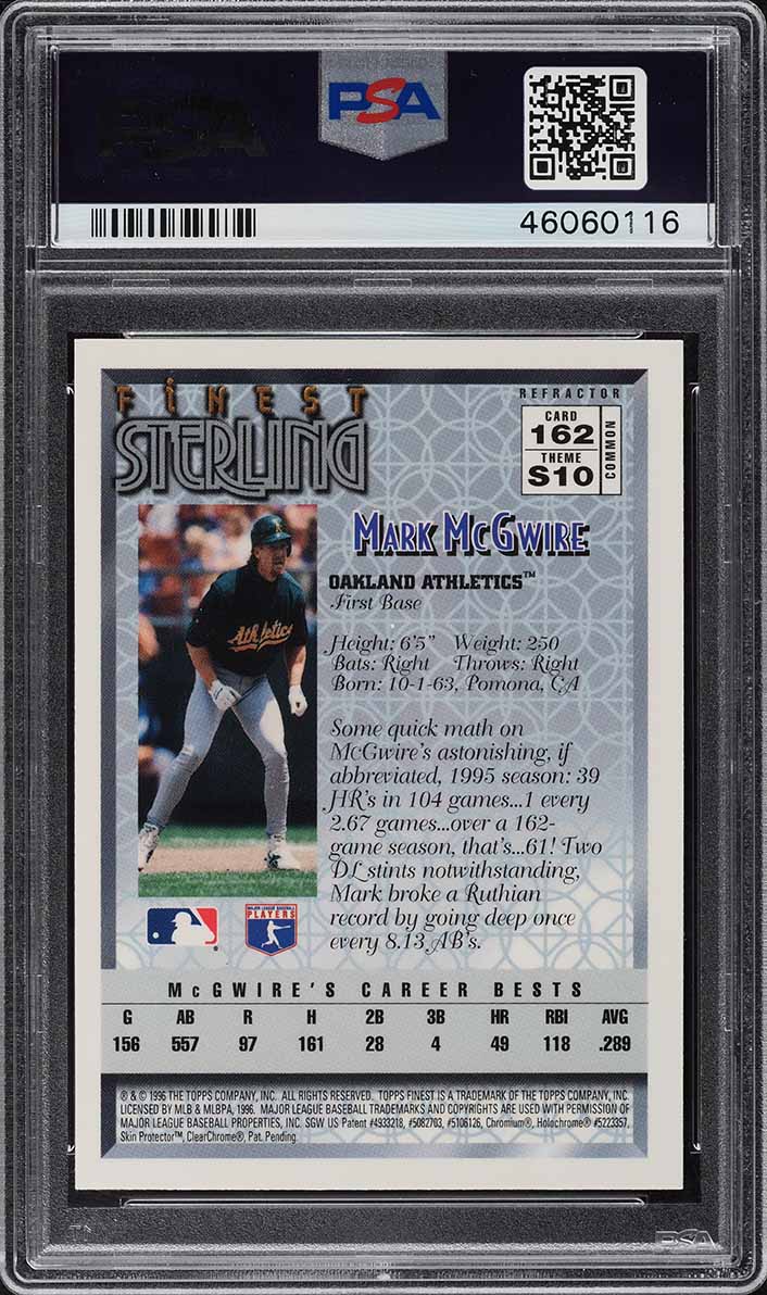 1996 Finest Refractor Mark McGwire #162 PSA 9 MINT