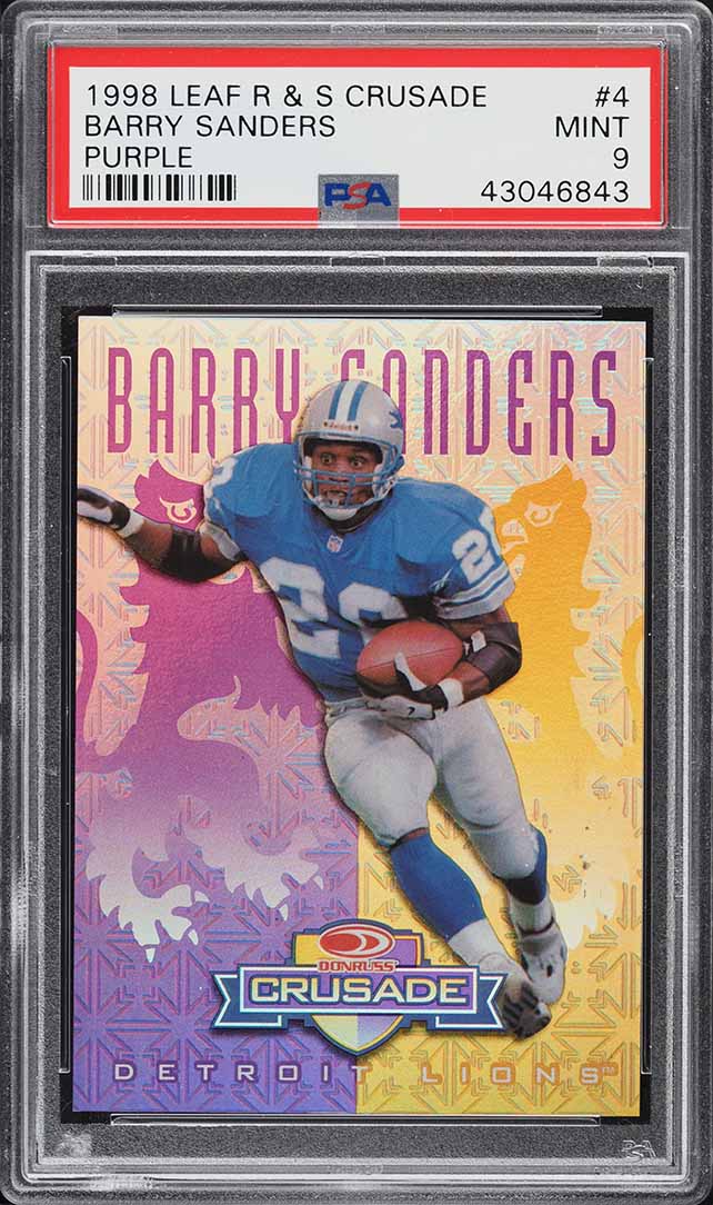 1998 Leaf Rookies & Stars Crusade Purple Barry Sanders /100 #4 PSA 9 MINT
