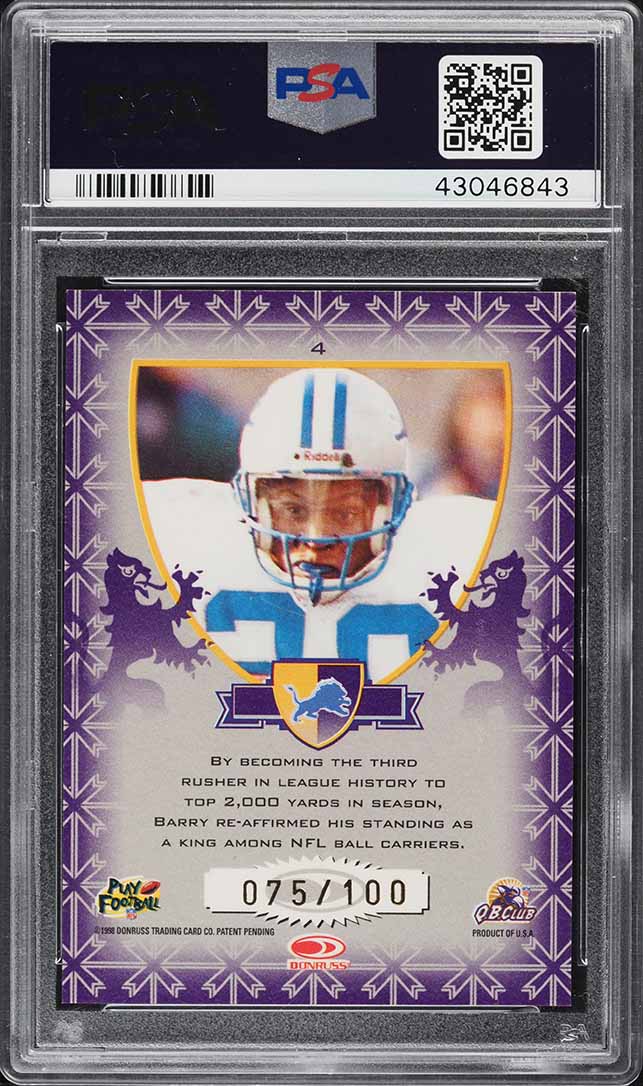 1998 Leaf Rookies & Stars Crusade Purple Barry Sanders /100 #4 PSA 9 MINT