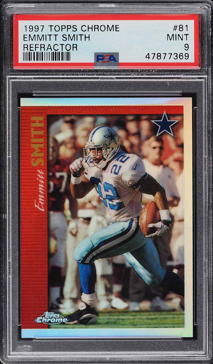1997 Topps Chrome Refractor Emmitt Smith #81 PSA 9 MINT