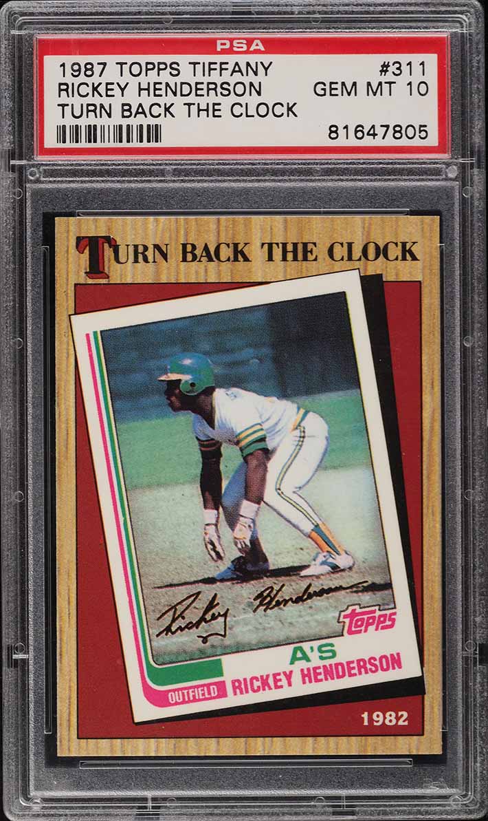 1987 Topps Tiffany Turn Back the Clock Rickey Henderson #311 PSA