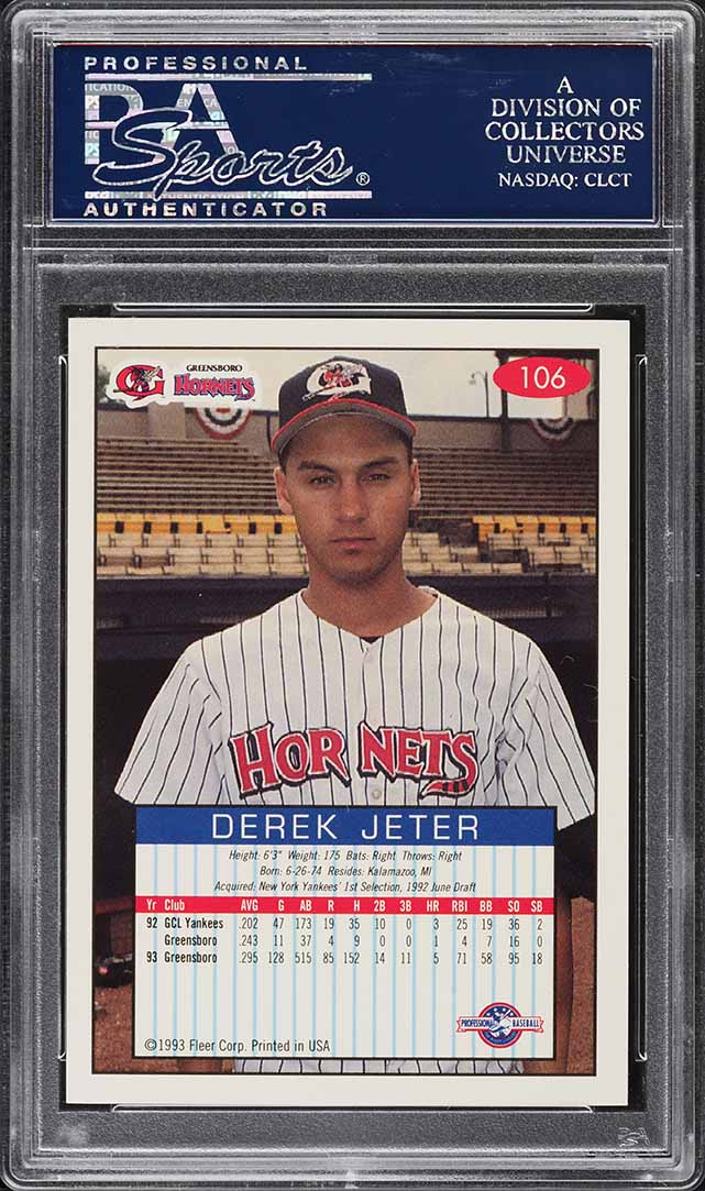 1993 Fleer Excel Derek Jeter ROOKIE #106 PSA 10 GEM MINT on