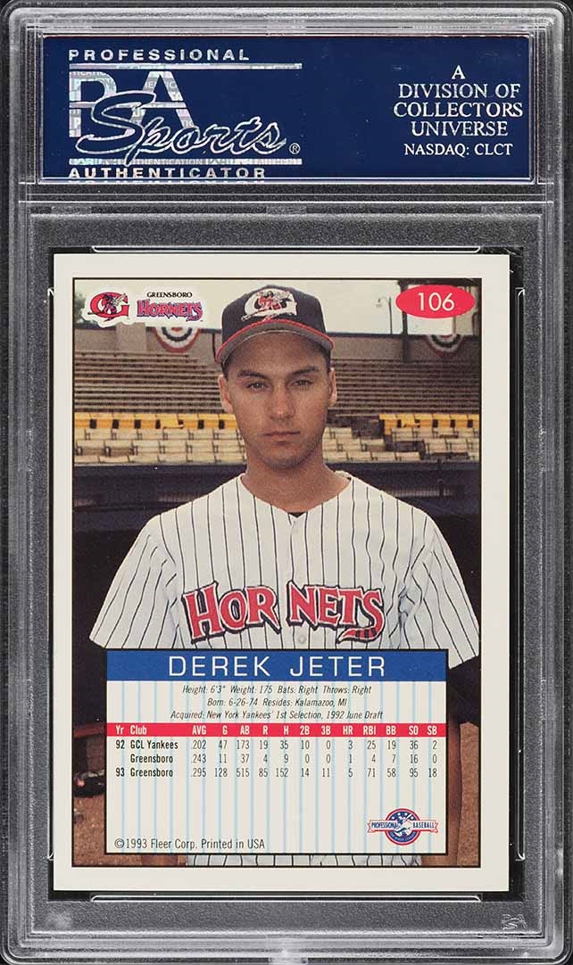 1993 Fleer Excel Derek Jeter ROOKIE #106 PSA 10 GEM MINT on