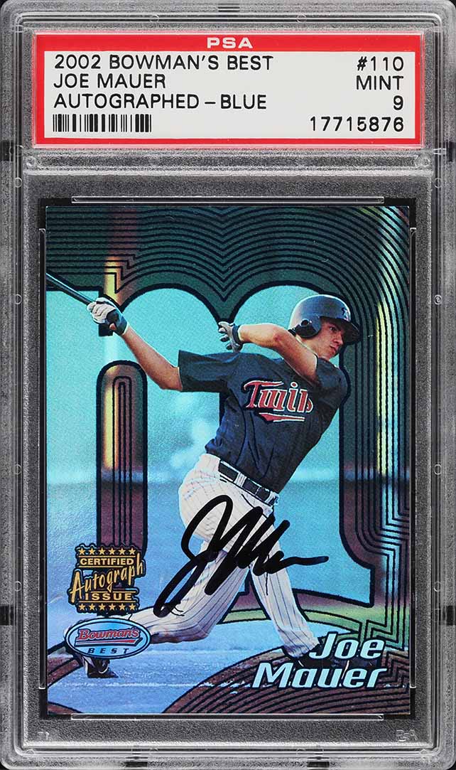 2002 Bowman's Best Blue Joe Mauer ROOKIE AUTO #110 PSA 9 MINT