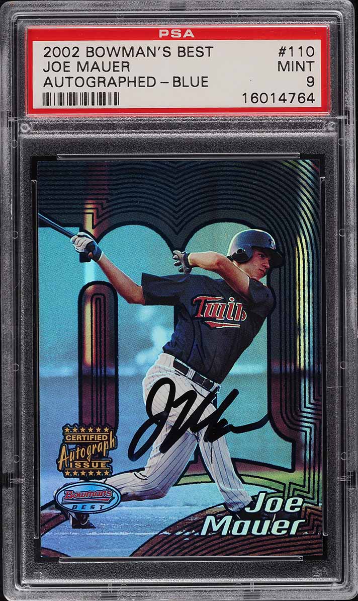 2002 Bowman's Best Blue Joe Mauer ROOKIE RC AUTO #110 PSA 9 MINT