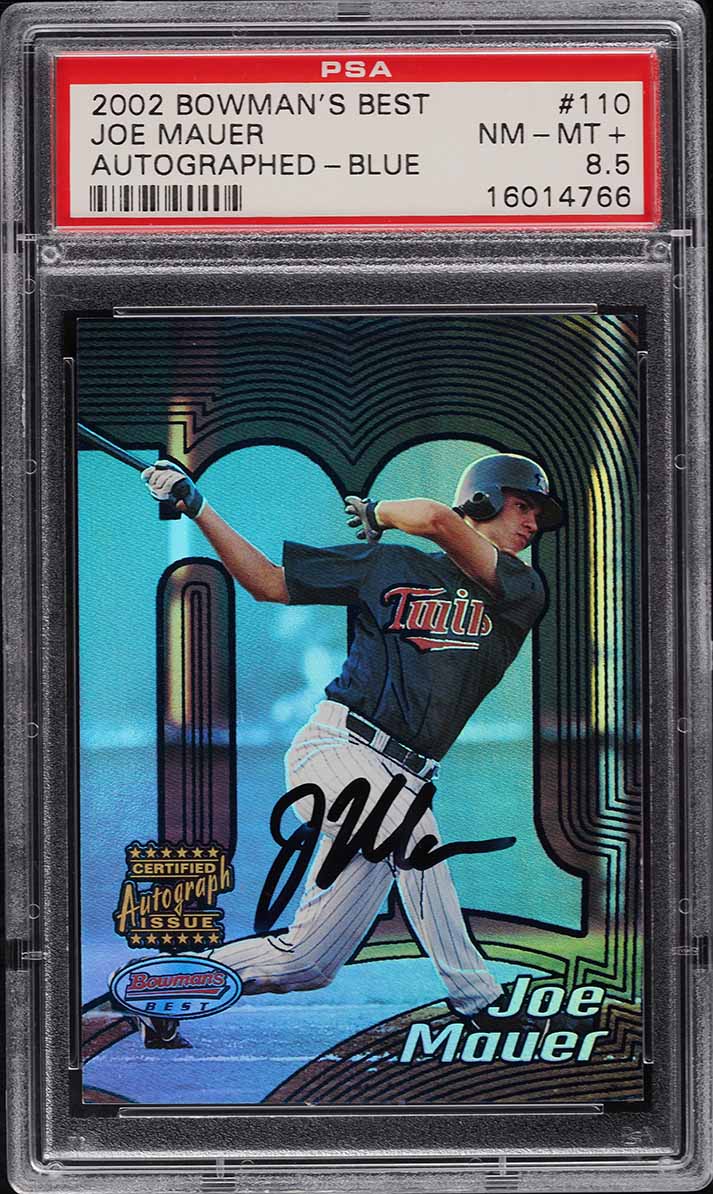 2002 Bowman's Best Blue Joe Mauer ROOKIE RC AUTO #110 PSA 8.5 NM-MT+