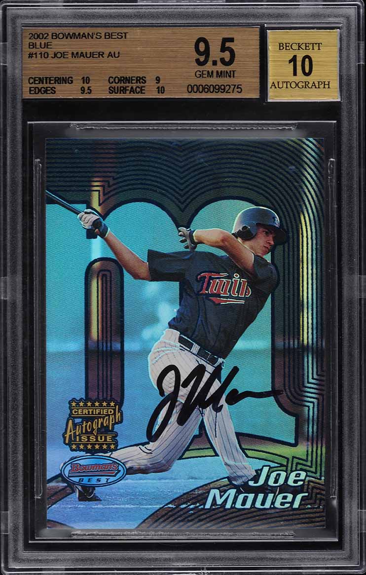 2002 Bowman's Best Blue Joe Mauer ROOKIE RC AUTO #110 BGS 9.5 GEM MINT