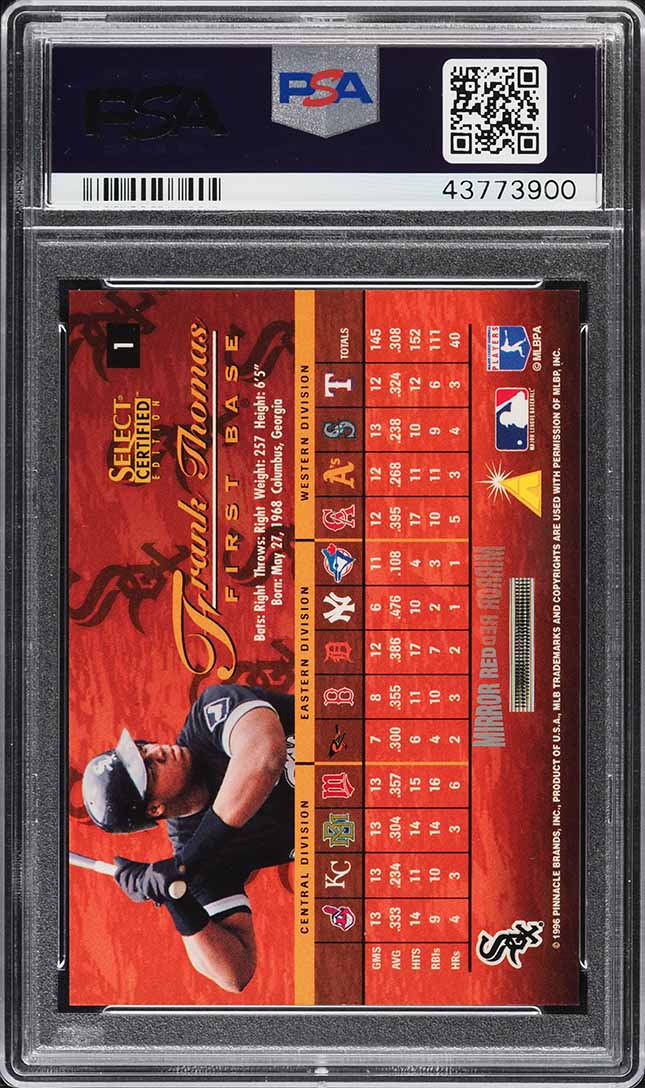 1996 Select Certified Mirror Red Frank Thomas #1 PSA 10 GEM MINT