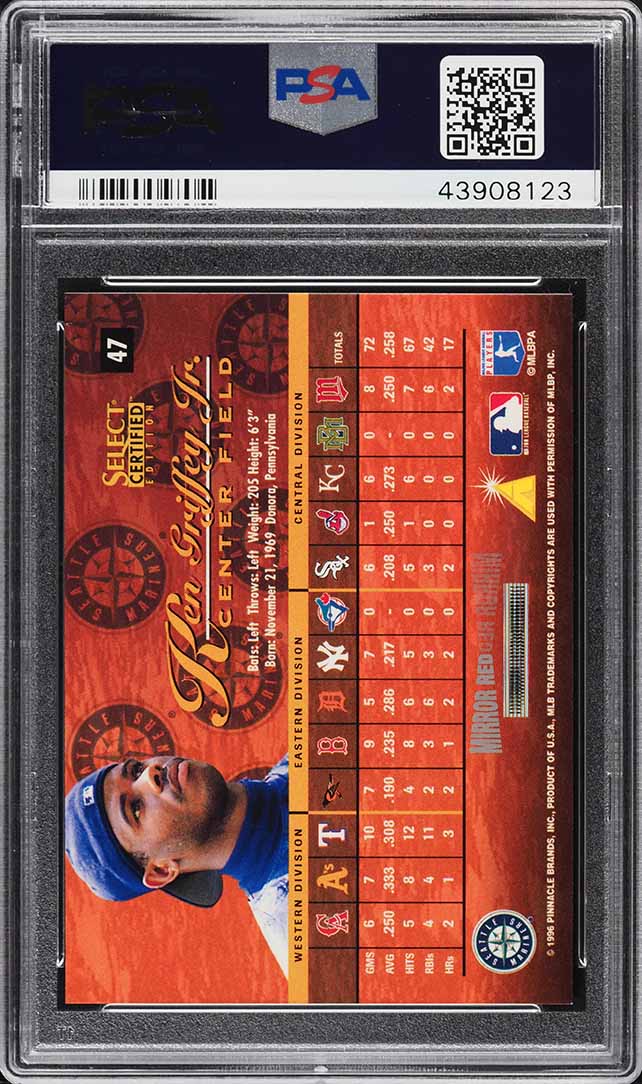 1996 Select Certified Mirror Red Ken Griffey Jr. #47 PSA 9 MINT on
