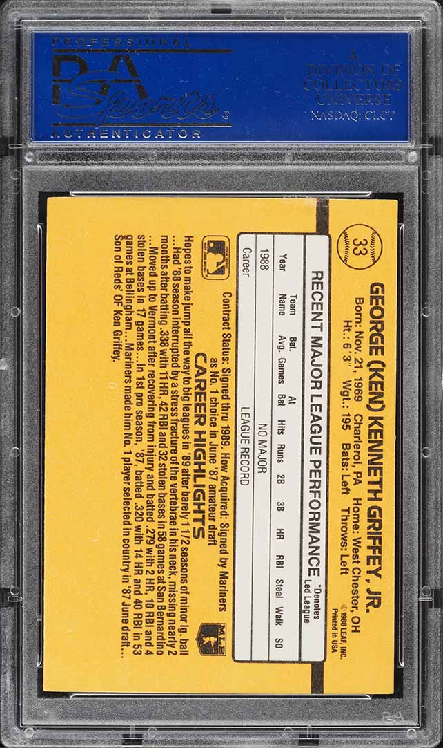1989 Donruss Ken Griffey Jr. ROOKIE #33 PSA 10 GEM MINT